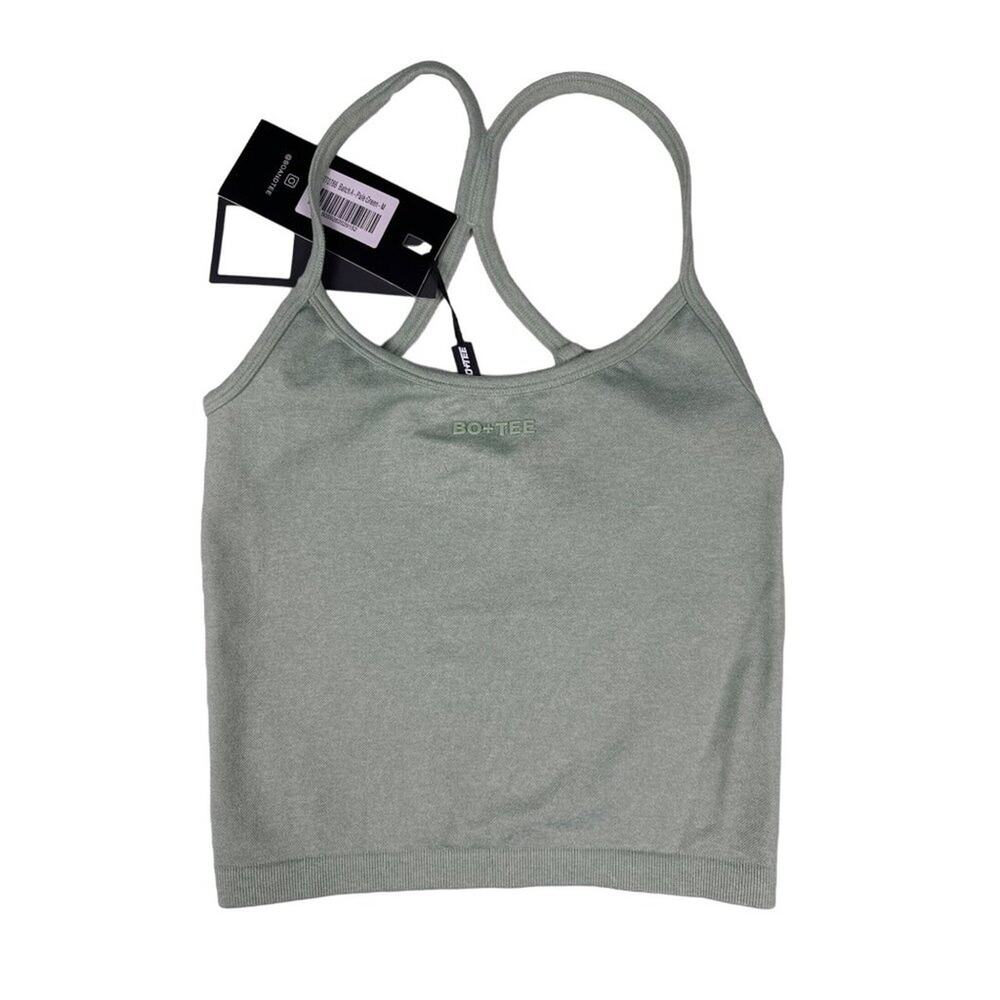 Bo + Tee Rythm Seamless Scoop Neck Crop Top in Pale Green